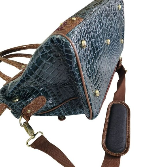 Samantha‎ Brown Classic Croc Embossed Dowel Carry On Travel Bag Weekender - Picture 3 of 12